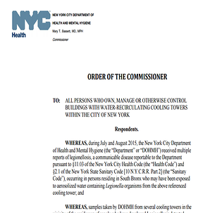 NYC Department of Health Order of the Commissioner Cooling Tower Disinfection resized 600